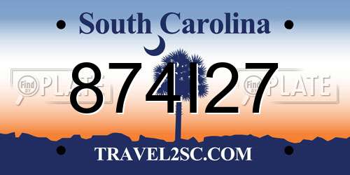 874I27 South Carolina License Plate