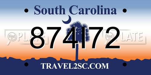 874I72 South Carolina License Plate
