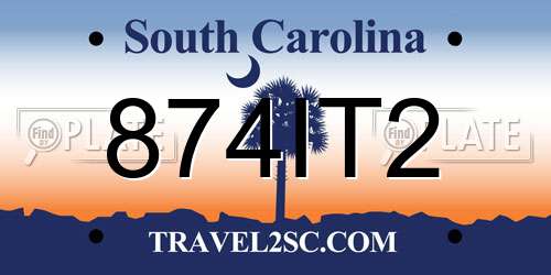 874IT2 South Carolina License Plate