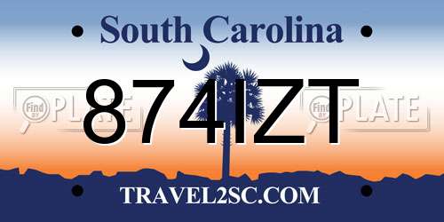 874IZT South Carolina License Plate