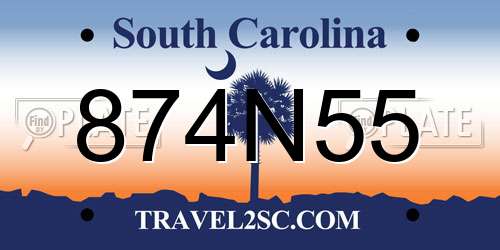 874N55 South Carolina License Plate