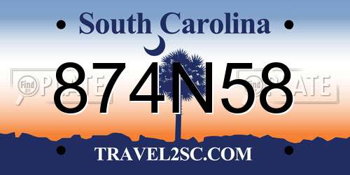 874N58 South Carolina License Plate