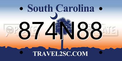 874N88 South Carolina License Plate