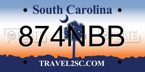 874NBB South Carolina License Plate