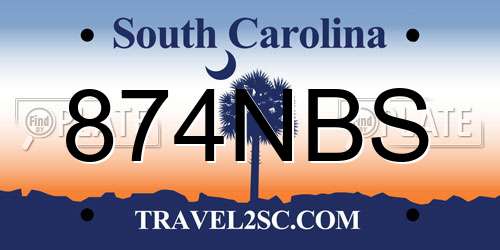 874NBS South Carolina License Plate