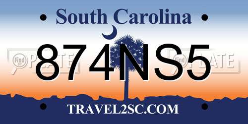 874NS5 South Carolina License Plate