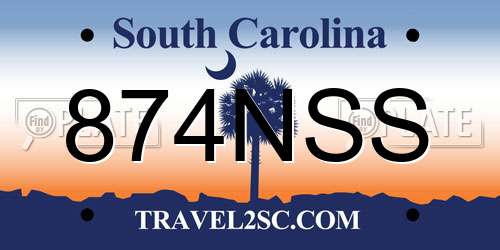 874NSS South Carolina License Plate