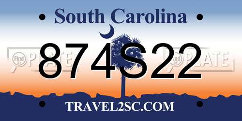 874S22 South Carolina License Plate