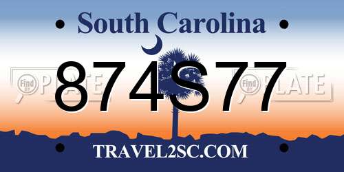 874S77 South Carolina License Plate