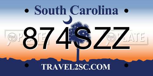 874SZZ South Carolina License Plate