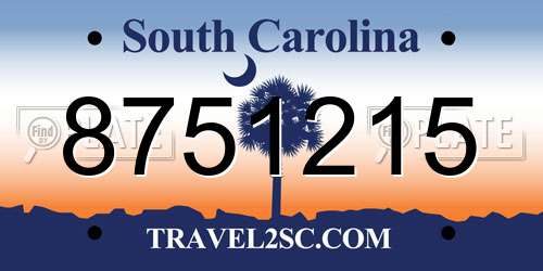 8751215 South Carolina License Plate