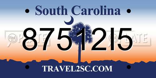 87512I5 South Carolina License Plate