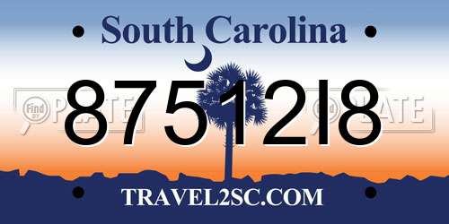 87512I8 South Carolina License Plate