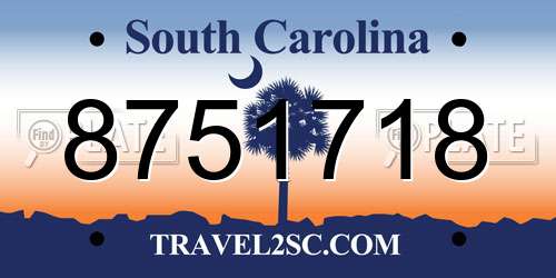 8751718 South Carolina License Plate