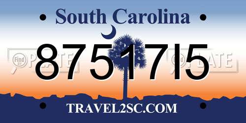 87517I5 South Carolina License Plate