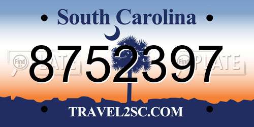 8752397 South Carolina License Plate