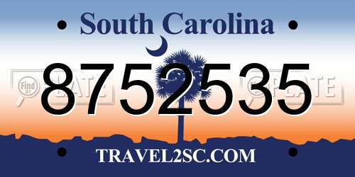 8752535 South Carolina License Plate