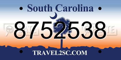 8752538 South Carolina License Plate