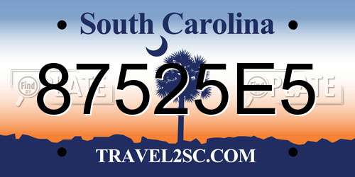 87525E5 South Carolina License Plate