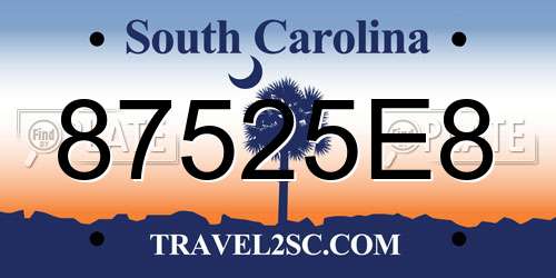 87525E8 South Carolina License Plate