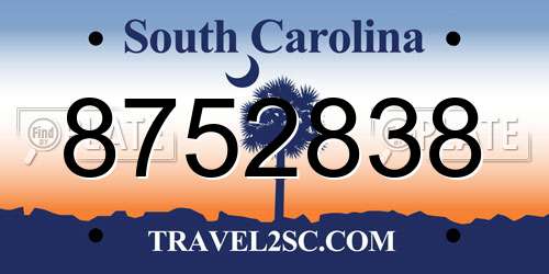 8752838 South Carolina License Plate