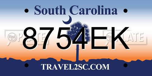 8754EK South Carolina License Plate