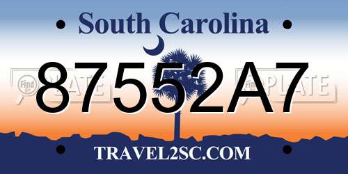 87552A7 South Carolina License Plate