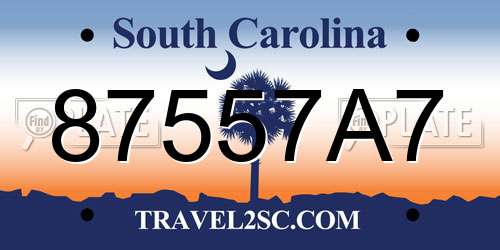 87557A7 South Carolina License Plate