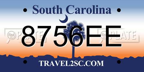 8756EE South Carolina License Plate