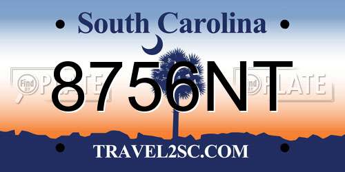 8756NT South Carolina License Plate
