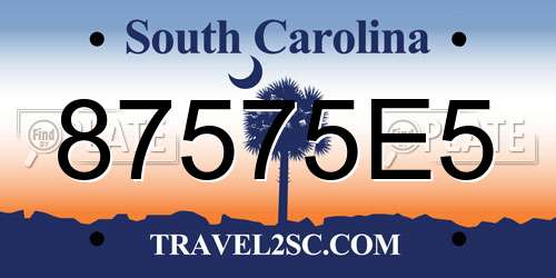 87575E5 South Carolina License Plate