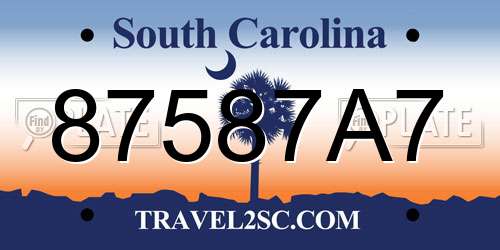 87587A7 South Carolina License Plate