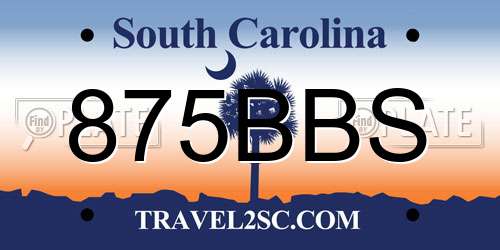 875BBS South Carolina License Plate