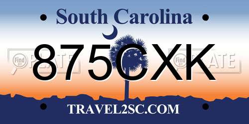 875CXK South Carolina License Plate
