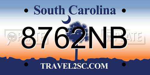 8762NB South Carolina License Plate