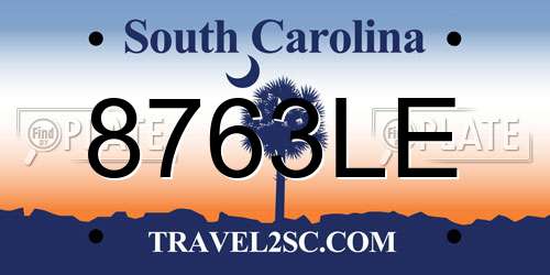 8763LE South Carolina License Plate