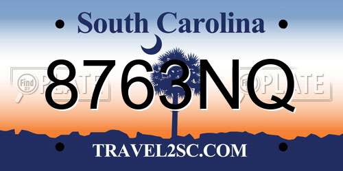 8763NQ South Carolina License Plate