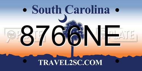 8766NE South Carolina License Plate