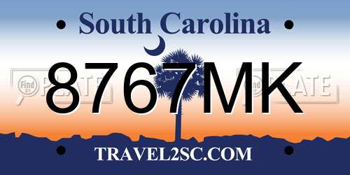 8767MK South Carolina License Plate
