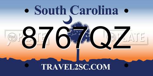 8767QZ South Carolina License Plate