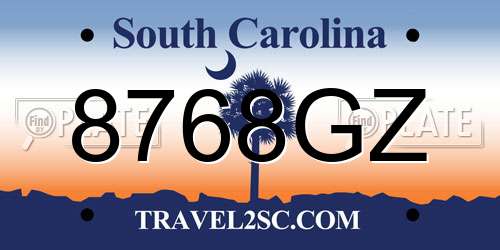 8768GZ South Carolina License Plate