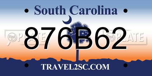 876B62 South Carolina License Plate