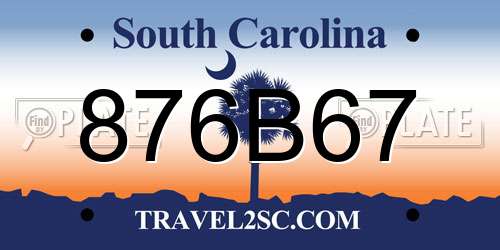 876B67 South Carolina License Plate