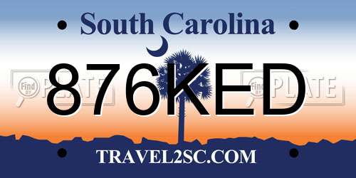 876KED South Carolina License Plate