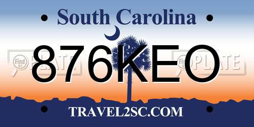 876KEO South Carolina License Plate