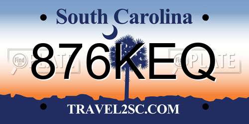 876KEQ South Carolina License Plate