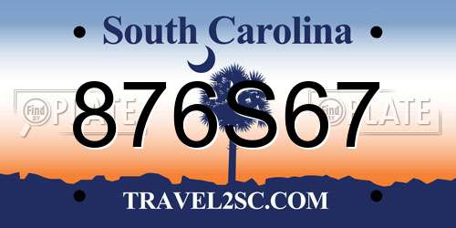 876S67 South Carolina License Plate