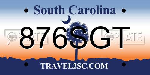 876SGT South Carolina License Plate