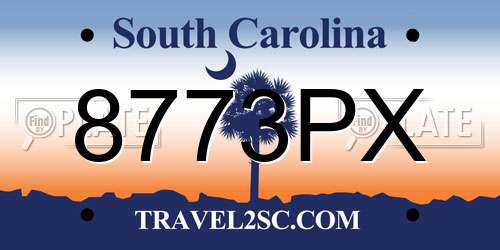 8773PX South Carolina License Plate
