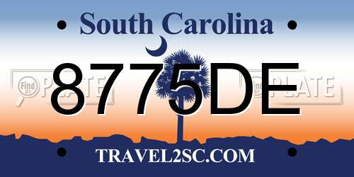 8775DE South Carolina License Plate